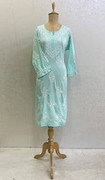 将图像加载到图库查看器中， Zoha Women&#39;s Lakhnavi Handcrafted Mul Cotton Chikankari Kurti-  HONC0129479
