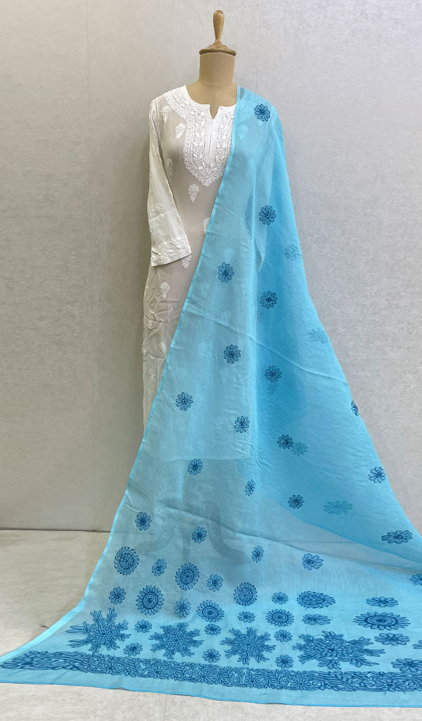 Women's Lucknowi Handcrafted Kota Cotton Chikankari Dupatta - Honc0120267