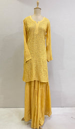 Load image into Gallery viewer, Women&#39;s Lucknowi Handcrafted Viscose Georgette Chikankari Kurta Gharara Set - HONC0195688
