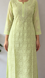 Women's Lakhnavi Handcrafted Viscose Georgette Chikankari Kurti - HONC0181646
