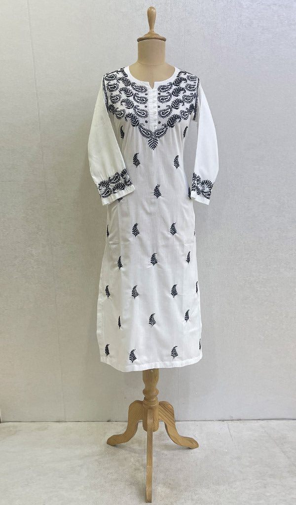 Lakhnavi 手工制作 Mulmul 棉 Chikankari Kurti- HONC0135358