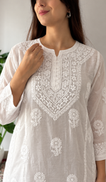 Women's Lucknowi Handcrafted Muslin Chikankari Kurti - HONC0149461