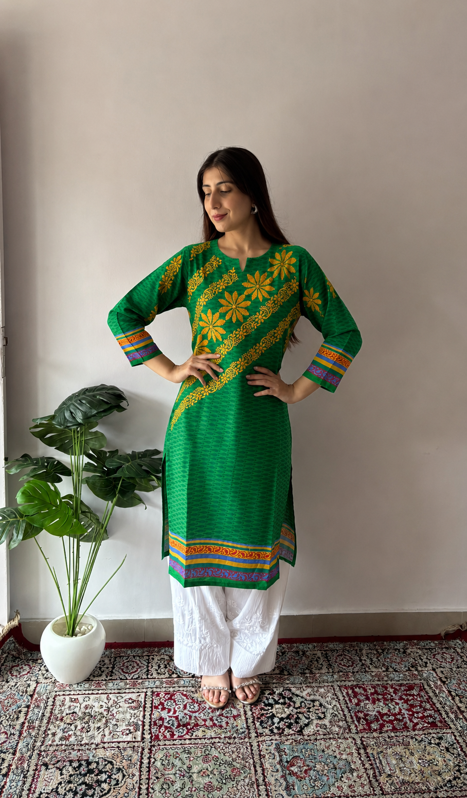 Cotton Chikankari Stitched Kurti HONC056069