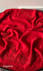 Load image into Gallery viewer, Women's Lakhnavi Handcrafted Viscose Georgette Unstitched Chikankari Full Suit Material - HONC0325145