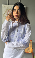 Load image into Gallery viewer, Enayat Women&#39;s Lakhnavi Handcrafted Cotton Chikankari Oversized Kurta And Pant Set - HONC0293626
