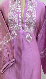 Load image into Gallery viewer, Fiza Women&#39;s Lakhnavi Handcrafted Chanderi Silk Semi- Stiched Chikankari Top - HONC0227622
