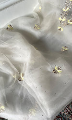 将图像加载到图库查看器中， Alfia Women&#39;s Lakhnavi Handcrafted Pure Organza Chikankari Unstitched Kurta And Dupatta Set- HONC0329249
