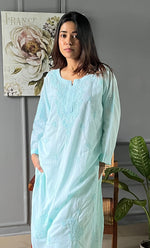 Load image into Gallery viewer, Women&#39;s Lucknowi Handcrafted Muslin Chikankari Kurti - HONC0217283
