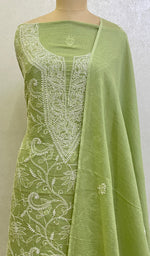 Load image into Gallery viewer, Women&#39;s Lucknowi Handcrafted Kota Cotton Chikankari Kurta And Dupatta Set - HONC0112440
