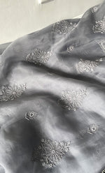 Load image into Gallery viewer, Women&#39;s Lakhnavi Handcrafted Pure Organza Chikankari Unstitched Kurta And Dupatta Set- HONC0314169
