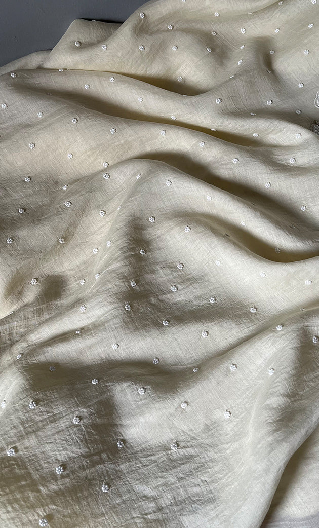 Jazba Women's Lakhnavi Handcrafted Mul Chanderi UnStitched Kurta And Dupatta Set - HONC0301694