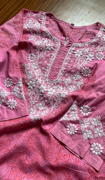 Load image into Gallery viewer, Women&#39;s Lucknowi Handcrafted Cotton Chikankari Kurti - HONC0300999
