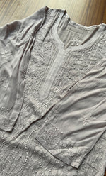 Load image into Gallery viewer, Safiya Women&#39;s Lakhnavi Handcrafted Viscose Georgette Chikankari Kurti - HONC0300295

