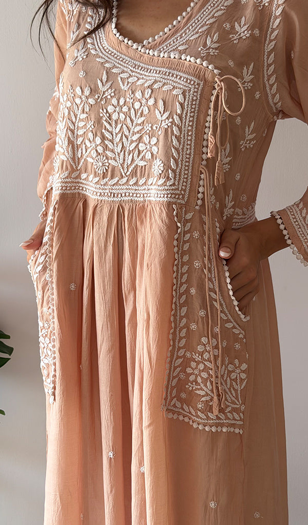 Fawziya Women's Lucknowi Handcrafted Cotton Angrakha - HONC0382493