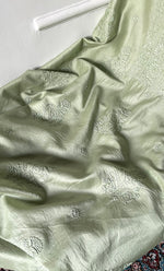 Load image into Gallery viewer, Women's Lucknowi Handcrafted Unstitched Chanderi Silk Chikankari Full Suit Material - HONC0322711