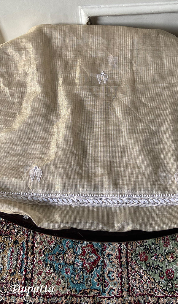 Naaz Women's Lucknowi Handcrafted Kota Chanderi Chikankari Kurta And Dupatta Set - HONC0314066