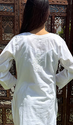 Load image into Gallery viewer, Women&#39;s Lucknowi Handcrafted Cotton Chikankari Kurti - HONC0160302
