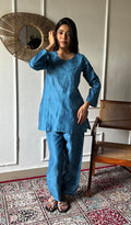 Riddhi Women's Lakhnavi Handcrafted Chanderi Silk Chikankari Top And Pant Set - HONC0360723