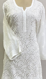 将图像加载到图库查看器中， Women&#39;s Lucknowi Handcrafted Viscose Georgette Chikankari Top - HONC0199690
