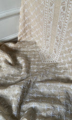 Load image into Gallery viewer, Lucknowi Handcrafted Munga Silk Unstitched Chikankari Unisex Kurta Fabric - HONC0330259