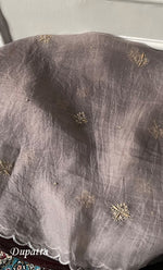 Load image into Gallery viewer, Women&#39;s Lakhnavi Handcrafted Pure Organza Chikankari Unstitched Kurta And Dupatta Set- HONC0318665
