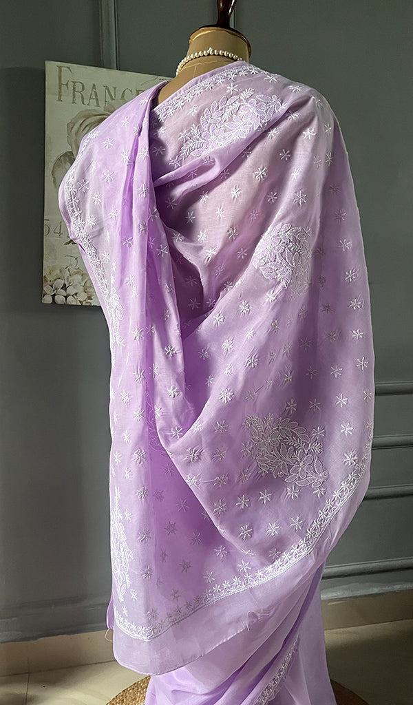 Fairoz Women's Lakhnavi Handcrafted Cotton Chikankari Saree - HONC0311930