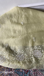 Load image into Gallery viewer, Women's Lakhnavi Handcrafted Pure Organza Chikankari Unstitched Kurta And Dupatta Set- HONC0331155