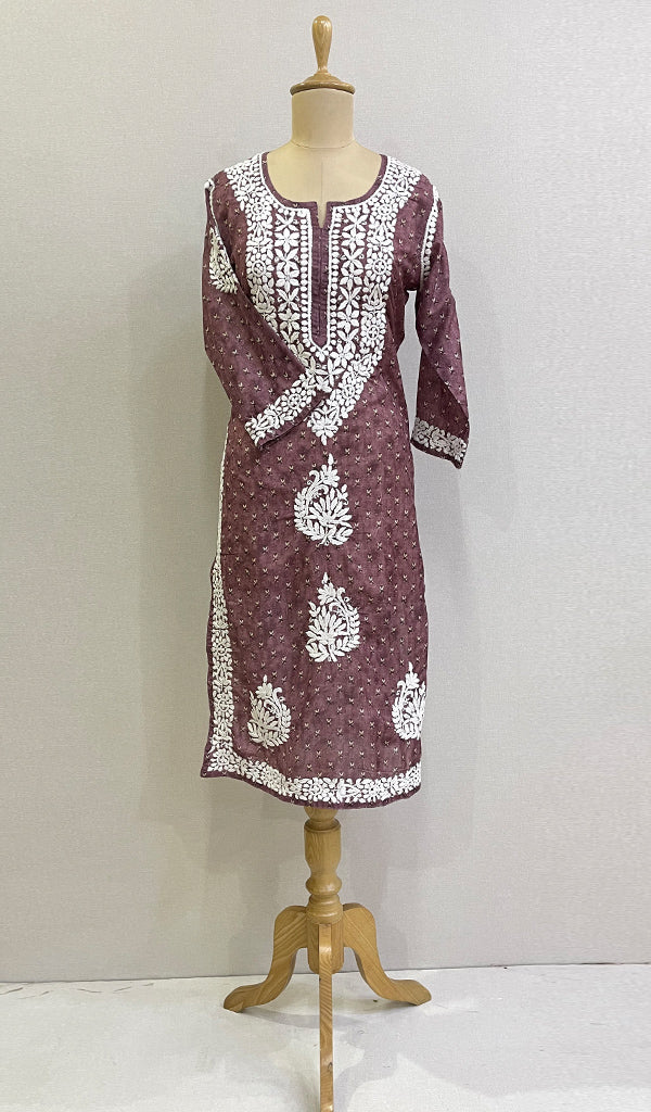 Aisha Women's Lucknowi Handcrafted Muslin Chikankari Kurti - HONC0174529