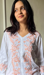 Load image into Gallery viewer, Nasrin Women&#39;s Lakhnavi Handcrafted Modal Cotton Chikankari Top - HONC0276601
