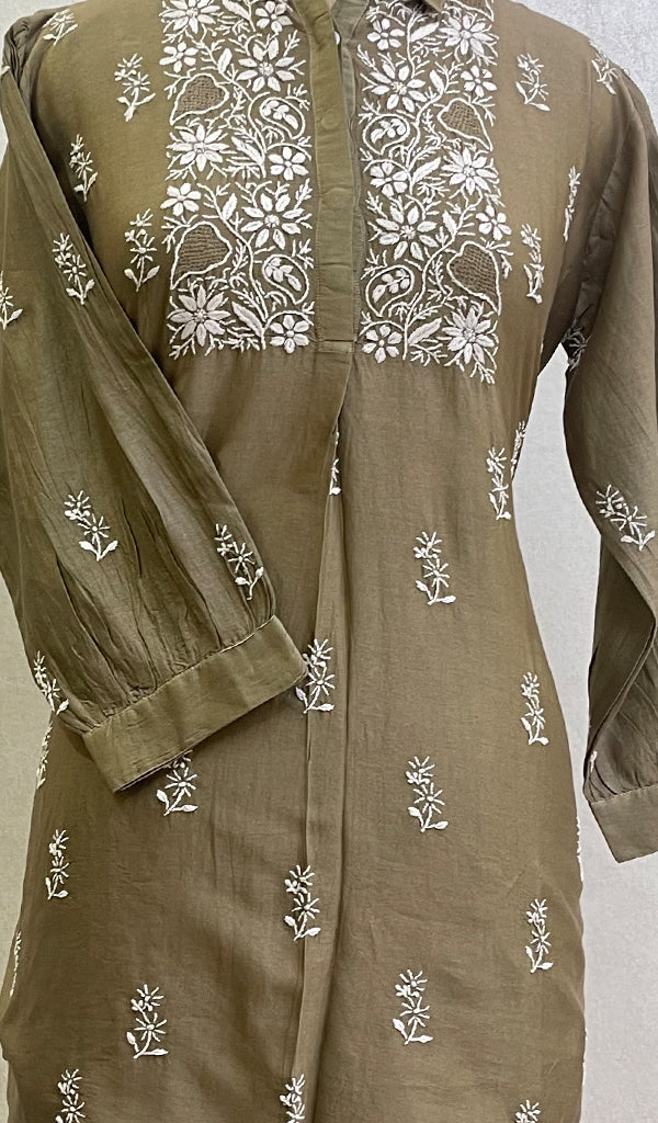 Shamina Women's Lakhnavi Handcrafted Chanderi Silk Chikankari Top - HONC0166352