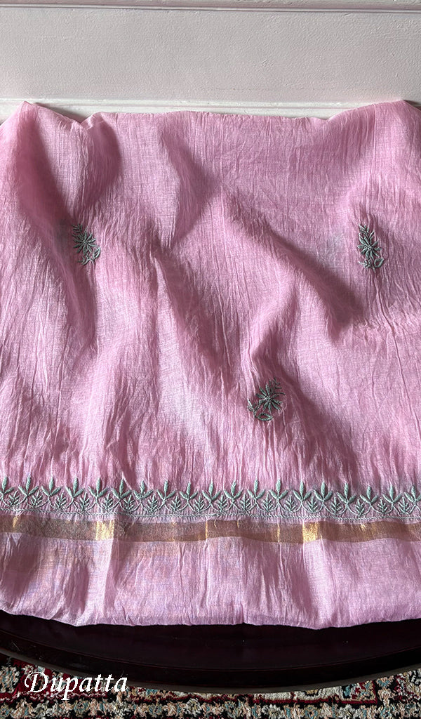 Aseel Women's Lakhnavi Handcrafted Mul Chanderi Unstitched Chikankari Full Suit - HONC0342156