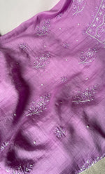 Load image into Gallery viewer, Women's Lakhnavi Handcrafted Mul Chanderi Unstitched Chikankari Full Suit Material - HONC0304381