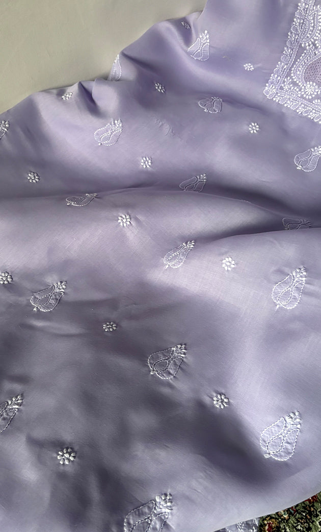 Women's Lakhnavi Handcrafted Unstitched Cotton Chikankari Suit Material - HONC0329380