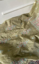 Load image into Gallery viewer, Women's Lakhnavi Handcrafted Mul Chanderi Unstitched Chikankari Full Suit Material - HONC0316855