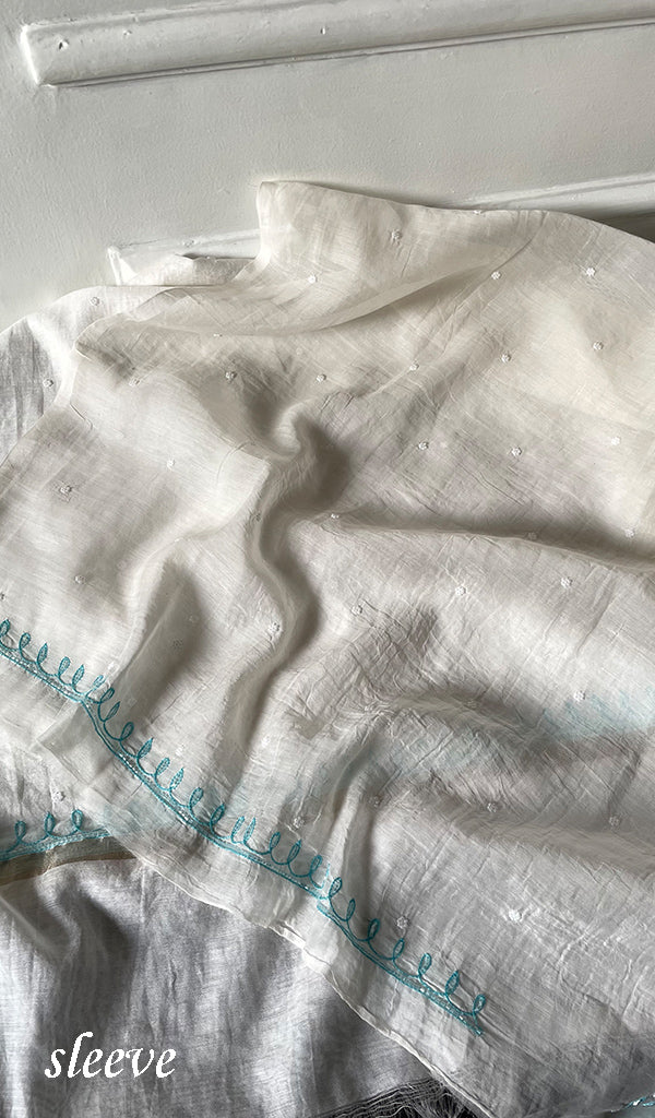 Titli Women's Lakhnavi Handcrafted Unstitchd Mul Chanderi Kurta And Dupatta Set - HONC0330019