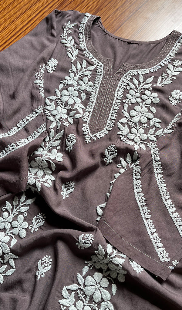 Women's Lakhnavi Handcrafted Cotton Chikankari Kurti- HONC0301043