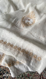 Load image into Gallery viewer, Haathi Women's Lakhnavi Handcrafted Mul Chanderi Unstitched Kurta And Dupatta Set - HONC0317803