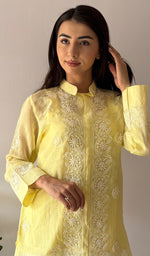Load image into Gallery viewer, Women's Lakhnavi Handcrafted Mul Chanderi Chikankari Top - HONC0364862