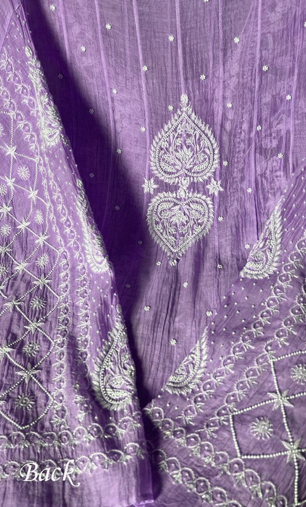 Tripty Women's Lakhnavi Handcrafted Mul Chanderi Semi - Stitched Anarkali And Dupatta Set - HONC0354845