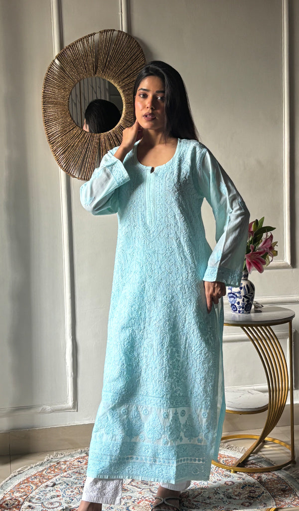 Aparna Women's Lakhnavi Handcrafted Cotton Chikankari Kurti - HONC0343822