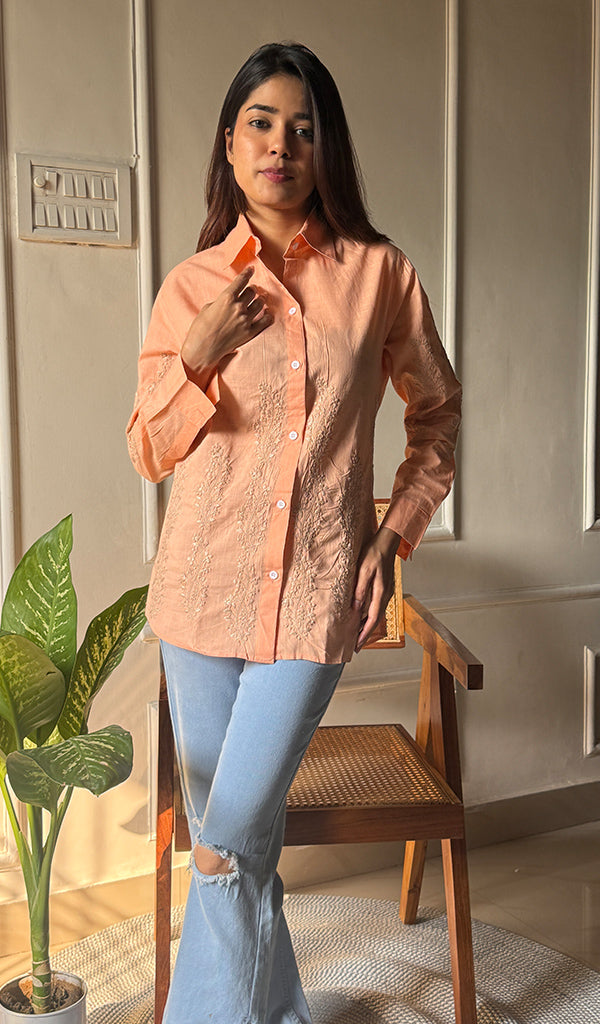 Women's Lakhnavi Handcrafted Cotton Chikankari Top - HONC0293103