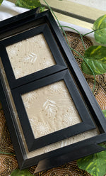 Load image into Gallery viewer, Handcrafted Chikankari Tray with Two Coasters – Wooden Frame - HONC0313521
