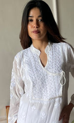 Load image into Gallery viewer, Women&#39;s Lucknowi Handcrafted Muslin Chikankari Kurti - HONC0296837
