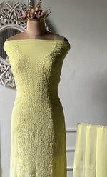 将图像加载到图库查看器中， Women&#39;s Lakhnavi Handcrafted Viscose Georgette Chikankari Full Suit Material - HONC0312590
