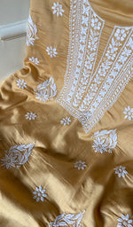 Load image into Gallery viewer, Women&#39;s Lucknowi Handcrafted Cotton Chikankari Unstitched Kurti Fabric - HONC096031
