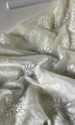 Load image into Gallery viewer, Women&#39;s Lakhnavi Handcrafted Organza Chikankari Unstitched Full Suit Material - HONC0284611
