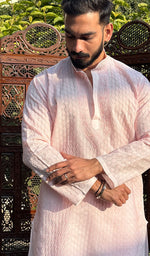 Load image into Gallery viewer, Men&#39;s Lucknowi Handcrafted Cotton Chikankari Kurta - HONC0260660
