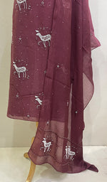 将图像加载到图库查看器中， Maheen  Women&#39;s Lakhnavi Handcrafted Mul Chanderi Semi - Stitched Kurta And Dupatta Set - HONC0214851
