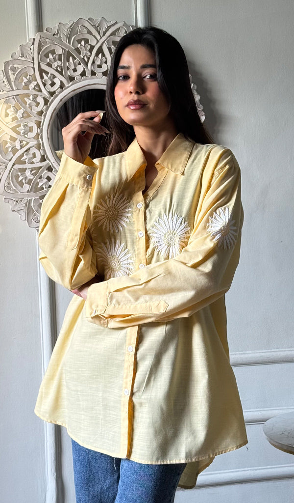 Women's Lakhnavi Handcrafted Cotton Chikankari Top - HONC0344698