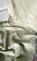 将图像加载到图库查看器中， Lucknowi Handcrafted Raw Silk Chikankari Unstitched Men&#39;s Kurta Fabric - HONC0288530
